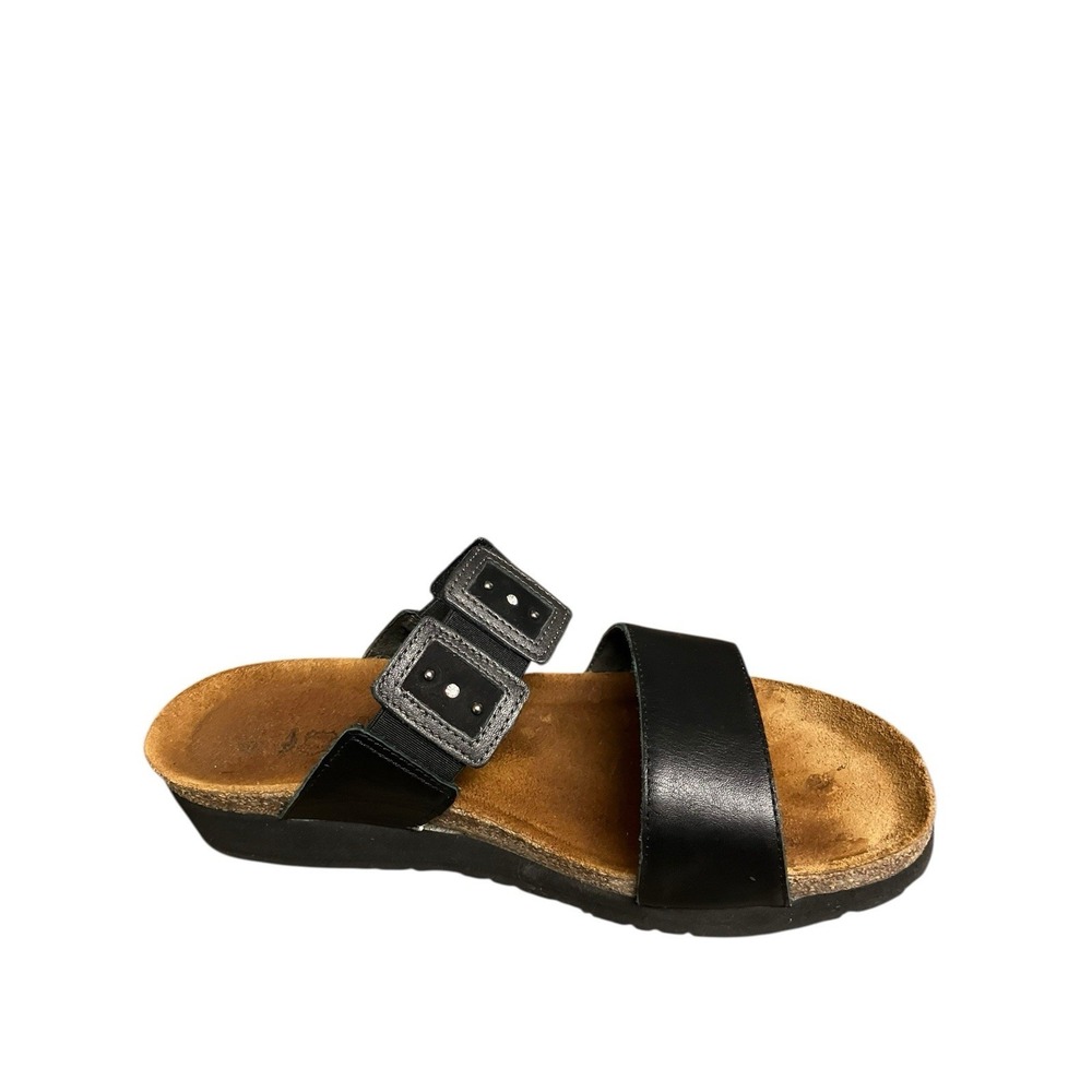 NAOT Ashley Comfort Support Leather  Rhinestone Detail Wedge Sandals Shoes 8/39